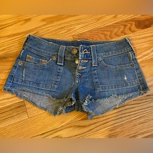 True Religion Cut-Off Denim Shorts, Size 26, EUC